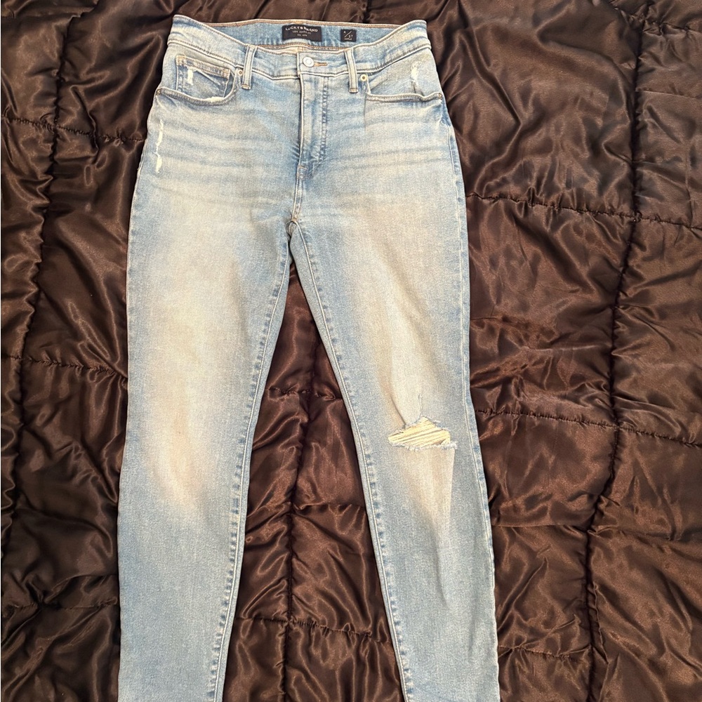 Lucky Brand Light Blue Skinny Jeans with Knee Distress